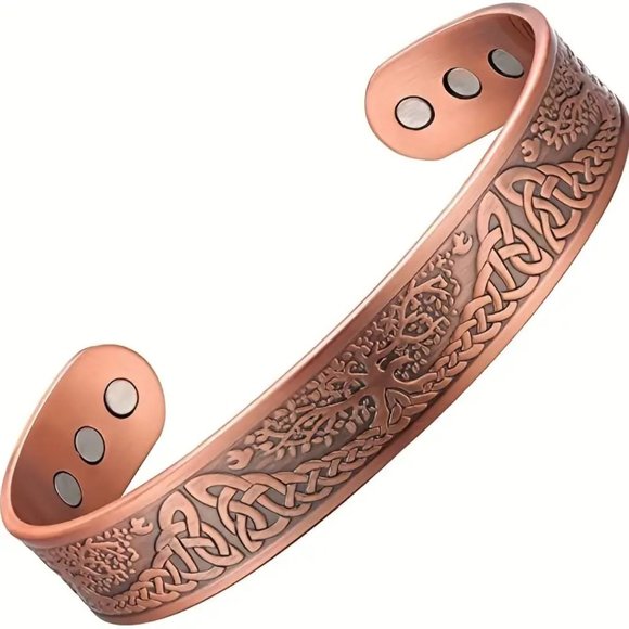 Tree of Life Pure Copper Magnetic Bracelet Cuff Bangle Pain Therapy Bracelet - Picture 1 of 6